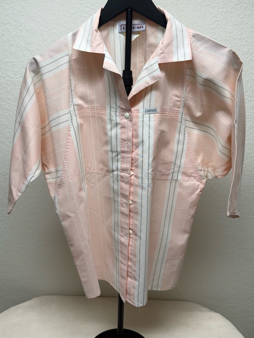 Women's Peach Stripe Button-Down Shirt by Cabras
